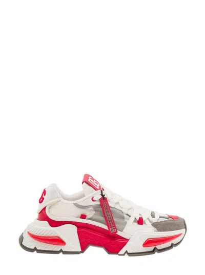 Shop Dolce & Gabbana 'airmaster' Multicolor Sneakers In Nylon, Leather And Suede Man In White