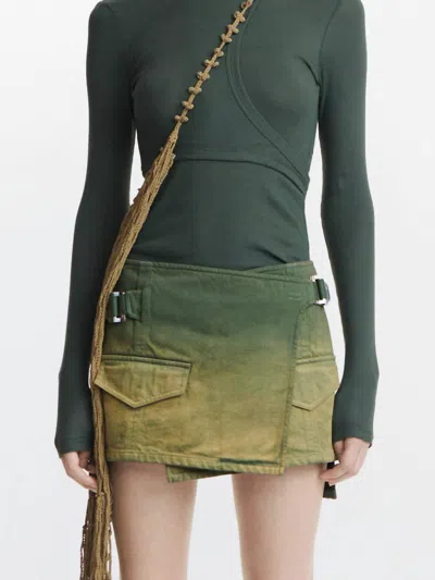 Shop Dion Lee Utility Wrap Denim Skirt In Sunfade/military Green In Multi