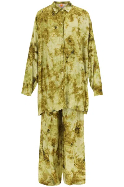 Shop Sun Chasers Cotton Shirt And Pants Set In Verde