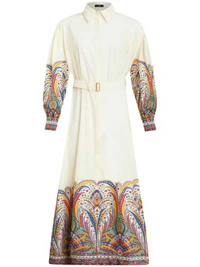 Shop Etro Shirtdress With Paisley Print In White