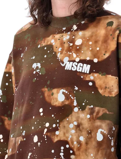 Shop Msgm Dripping Camo Sweatshirt In Camouflage