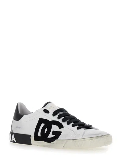 Shop Dolce & Gabbana Sneaker Bassa Vit.napp+vit.nap Bianco/nero In White/black