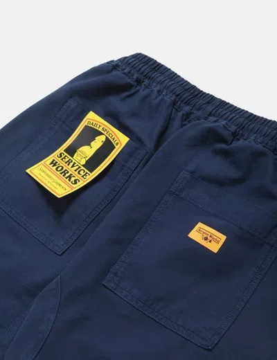 Shop Service Works Canvas Chef Shorts In Navy Blue