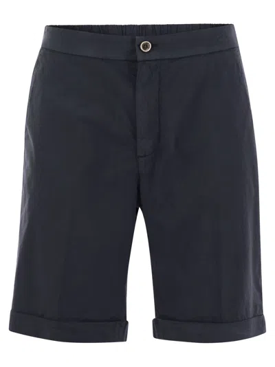 Shop Peserico Stretch Cotton Shorts In Blue