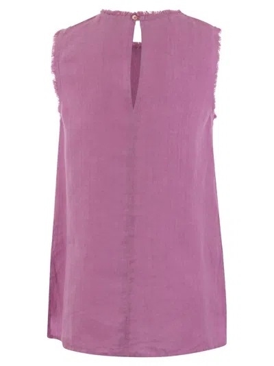 Shop Peserico Sleeveless Linen Top In Pink