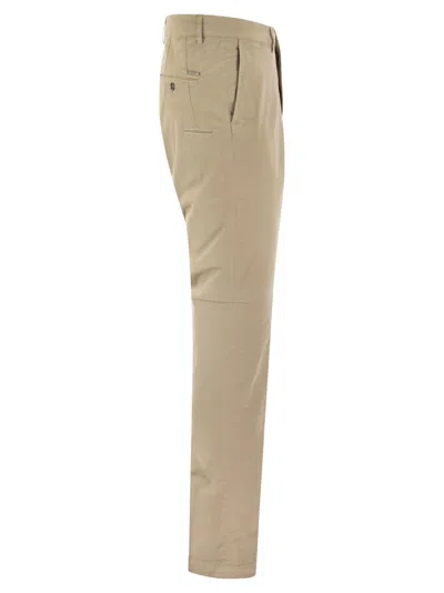 Shop Peserico Stretch Cotton Gabardine Chino Trousers In Beige