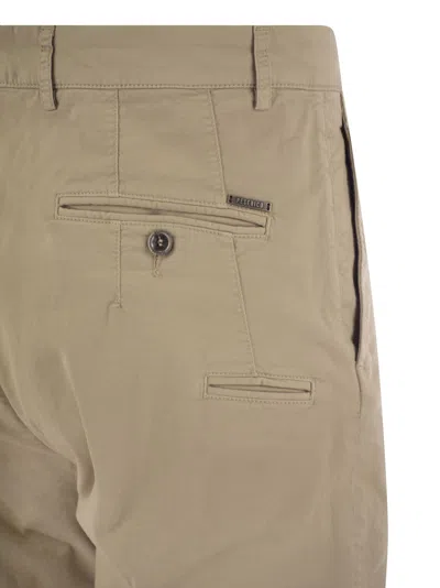 Shop Peserico Stretch Cotton Gabardine Chino Trousers In Beige