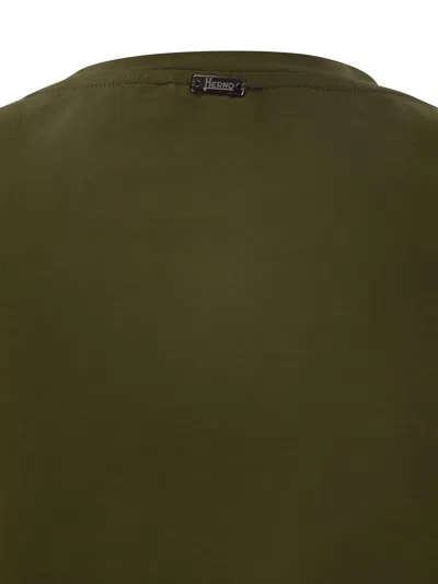 Shop Herno Stretch Cotton Jersey T Shirt In Military Green