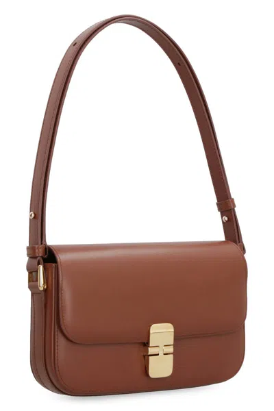 Shop Apc A.p.c. Grace Baguette-bag In Brown