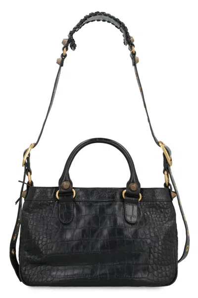 Shop Balenciaga Neo Cagole Medium Leather Tote Bag In Black