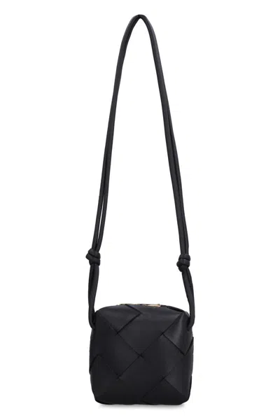 Shop Bottega Veneta Cassette Leather Mini Crossbody Bag In Black