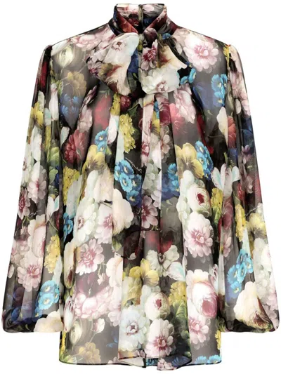 Shop Dolce & Gabbana Blouse With Floral Print In Multicolour