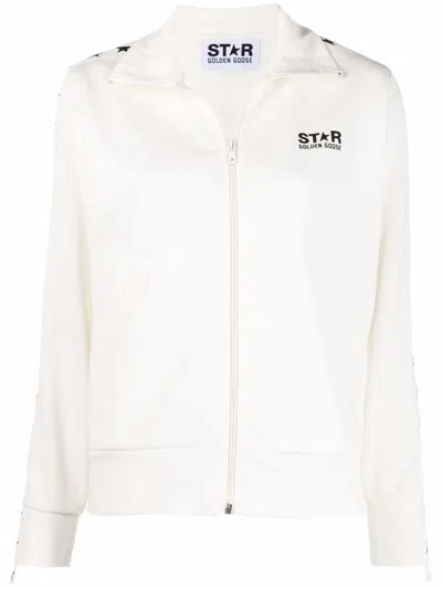 Shop Golden Goose Star Print Sweat Jacket In White