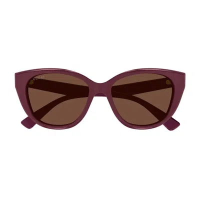 Shop Gucci Gg1588s Linea Lettering Sunglasses In 003 Bordeaux