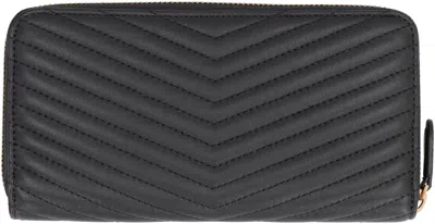 Shop Pinko Ryder Leather Zip Around Wallet In Black