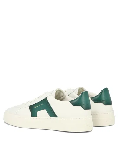 Shop Santoni "double Buckle" Sneakers In White