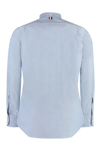 Shop Thom Browne Button-down Collar Cotton Shirt In Blue