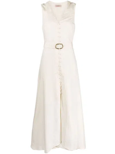 Shop Twinset V-neck Dress In Ivory