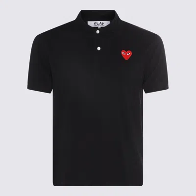 Shop Comme Des Garçons Play Black And Red Cotton Play Polo Shirt
