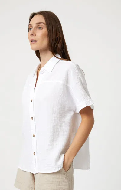 Mavi Gauze Short Sleeve Shirt In Antique White In White