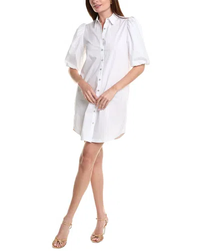 Shop Nicole Miller Puff Sleeve Shirtdress In White