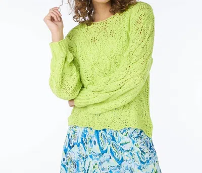 Shop Esqualo Round Neck Tape Yarn Sweater In Lime In Green