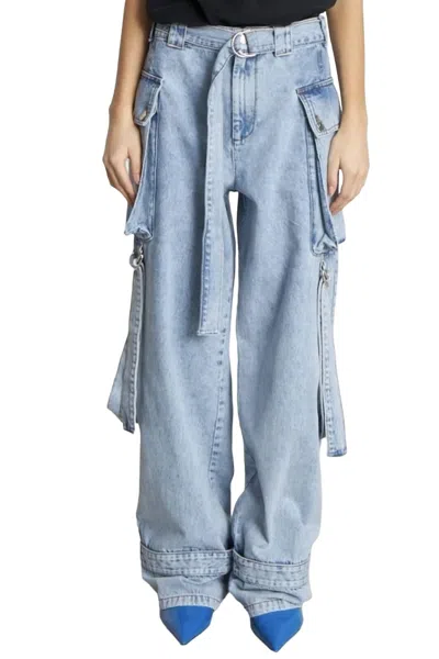 Shop Stella Nova Margot Wide Leg Pant In Washed Denim In Blue