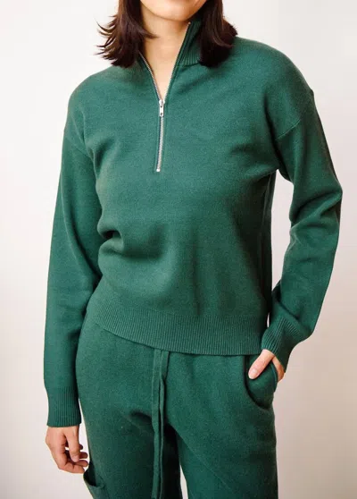 Shop Monrow Half-zip Sweatshirt In Green