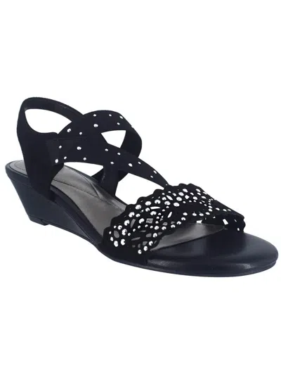 Shop Impo Gisela Womens Embellished Nylon Wedge Sandals In Black