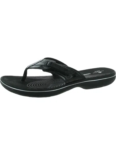 Shop Cloudsteppers By Clarks Womens Patent Thong Flip-flops In Black