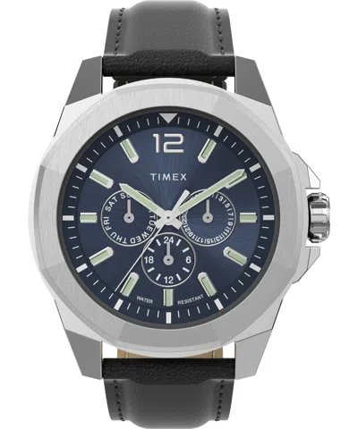 Shop Timex Men's 44mm Leather Watch Tw2v43200vq In Black