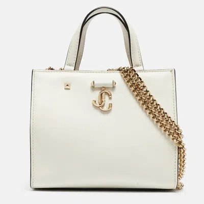 Shop Jimmy Choo Leather Varenne Tote In White