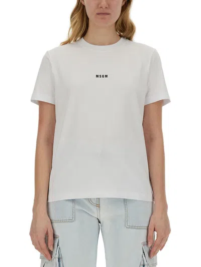 Shop Msgm T-shirt Con Micro Logo In White