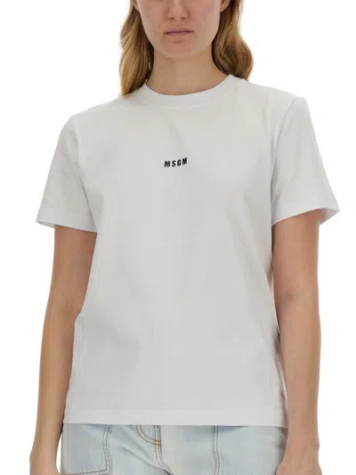 Shop Msgm T-shirt Con Micro Logo In White