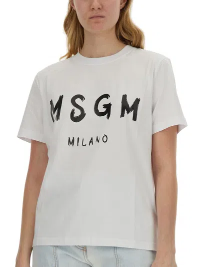 Shop Msgm T-shirt Con Logo In White