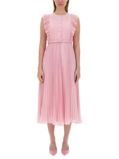 Shop Self-portrait Chiffon Midi Dress In Pink