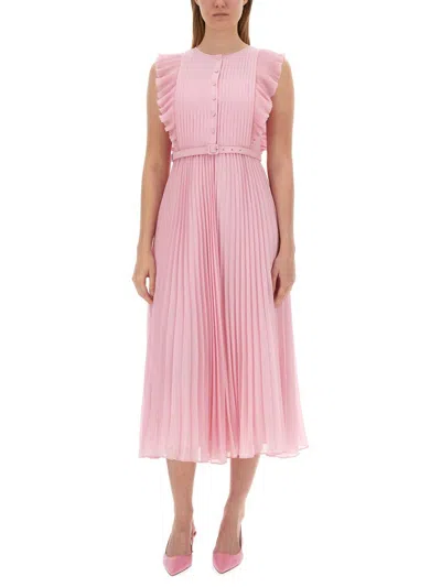 Shop Self-portrait Chiffon Midi Dress In Pink