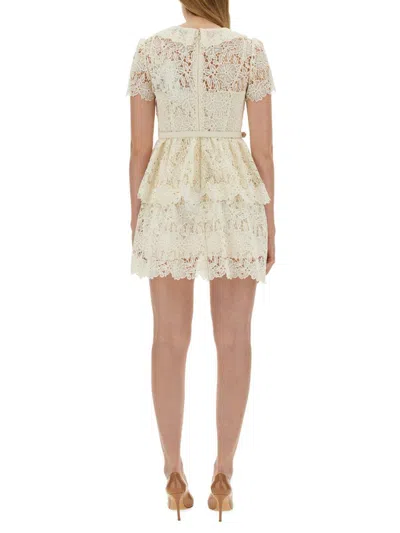 Shop Self-portrait Lace Mini Dress In Ivory