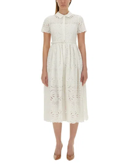Shop Self-portrait Sangallo Lace Dress In White