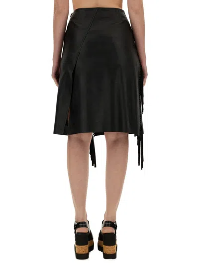 Shop Stella Mccartney Fringed Skirt In Black