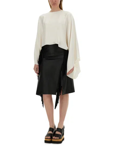 Shop Stella Mccartney Fringed Skirt In Black
