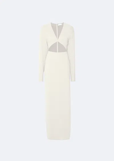 Shop Lapointe Crepe Deep V Cut-out Dress In Cream