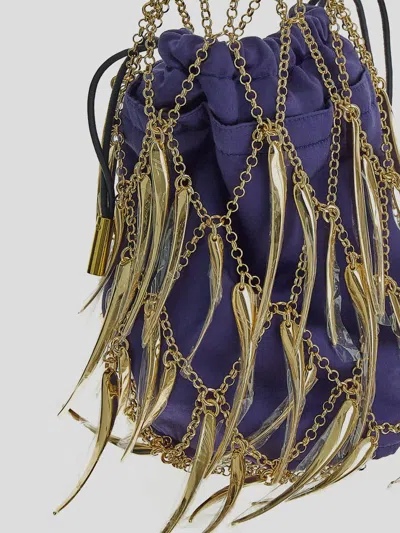 Shop Rabanne Metallic Pendant Chain Mini Bag In Navygold
