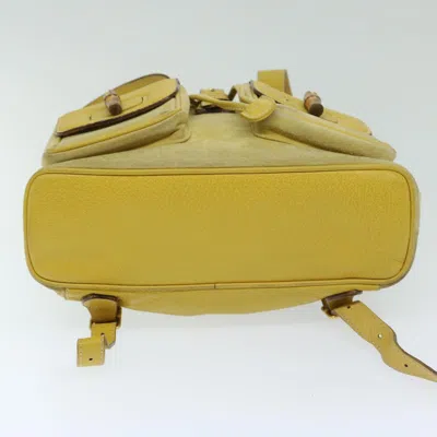 Shop Gucci Bamboo Yellow Suede Backpack Bag ()
