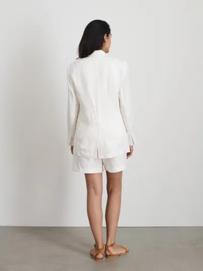 Shop Alex Mill Anna Double Breasted Blazer In Linen In Off White