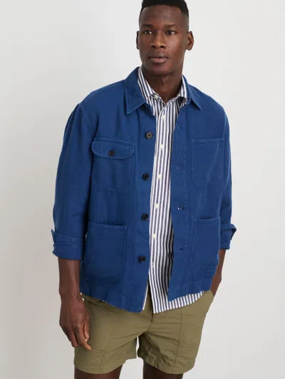 Shop Alex Mill Garment Dyed Work Jacket In Linen In French Navy