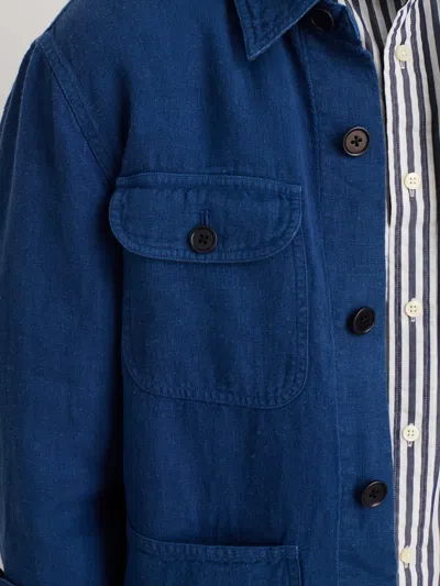 Shop Alex Mill Garment Dyed Work Jacket In Linen In French Navy