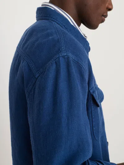 Shop Alex Mill Garment Dyed Work Jacket In Linen In French Navy