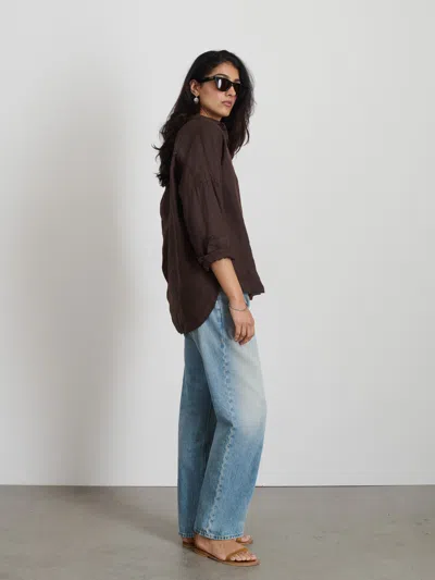 Alex Mill Jo Linen Button-up Shirt In Dark Brown