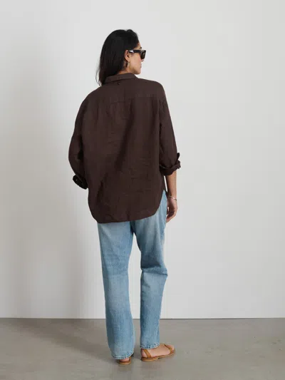 Shop Alex Mill Jo Shirt In Linen In Dark Brown